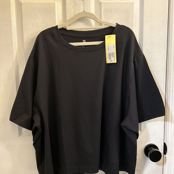 NWT All in Motion Women’s Plus Size Supima Cotton Short Sleeve Top Black 3X - Picture 2 of 16